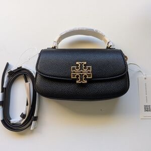 Black Crossbody Bag with Gold Logo